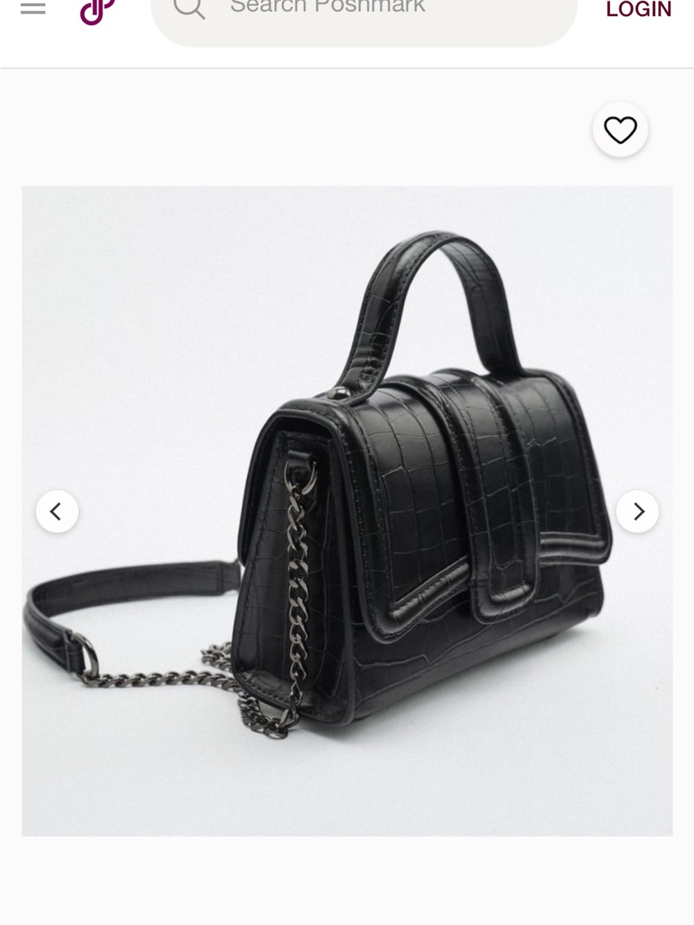 Zara Mini City Black Croc-Embossed Top Handle Shoulder Bag - Picture 1 of 12
